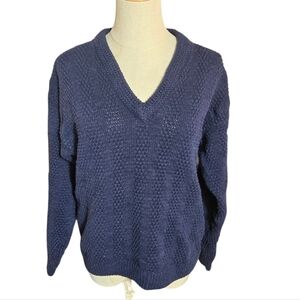 Concrete Mix Vintage Navy Blue Cotton Textured Sweater